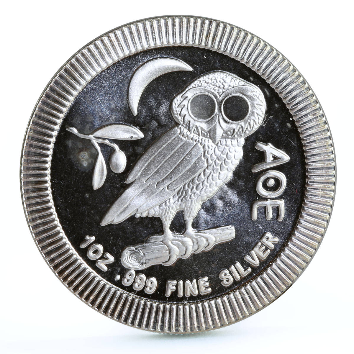 Niue 2 dollars Mythology Athena Owl Bird Moon Olive Branch silver coin 2017