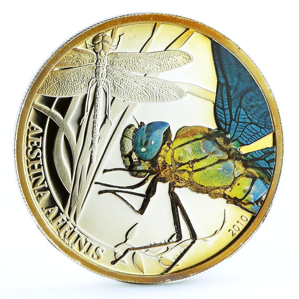 Palau 2 dollars Endangered Wildlife Dragonfly Fauna colored silver coin 2010