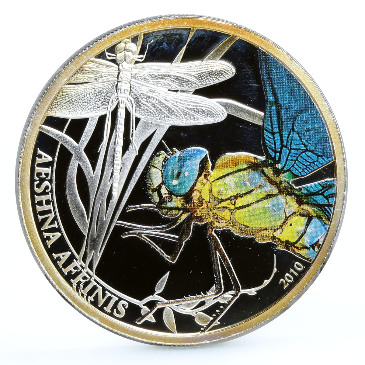 Palau 2 dollars Endangered Wildlife Dragonfly Fauna colored silver coin 2010