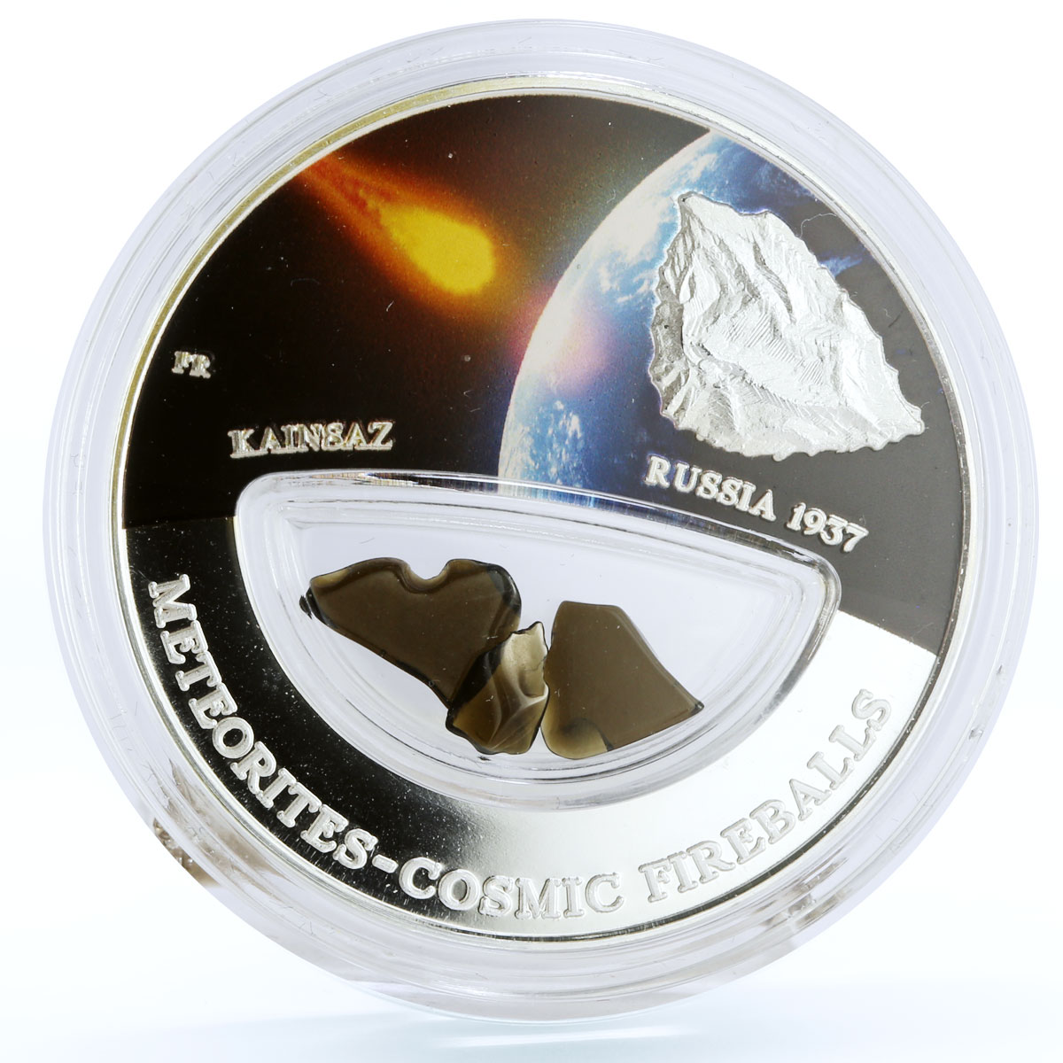 Fiji 10 dollars Meteorites Russian Kainsaz 1937 colored proof silver coin 2012