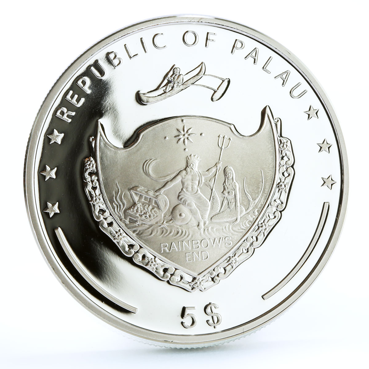 Palau 5 dollars Marine Life Protection Pinctada Maxima Shell silver coin 2007