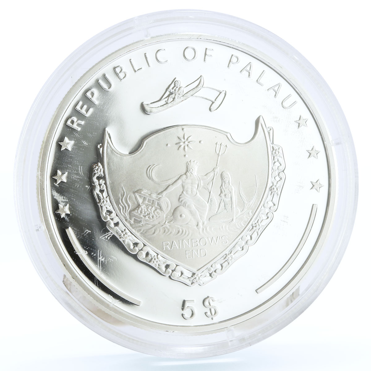 Palau 5 dollars Marine Life Protection Pinctada Maxima Shell silver coin 2007