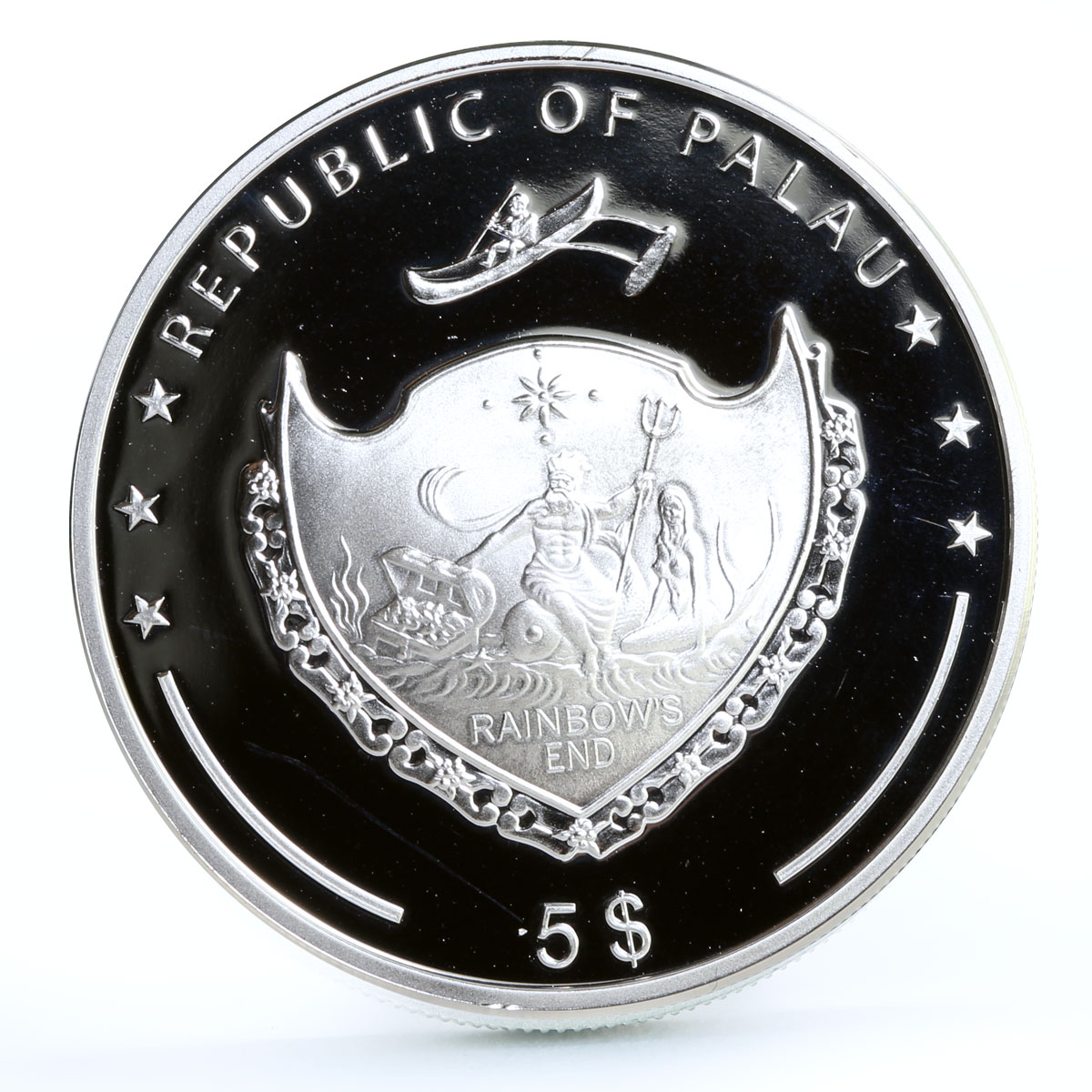 Palau 5 dollars Marine Life Protection Pinctada Maxima Shell silver coin 2007