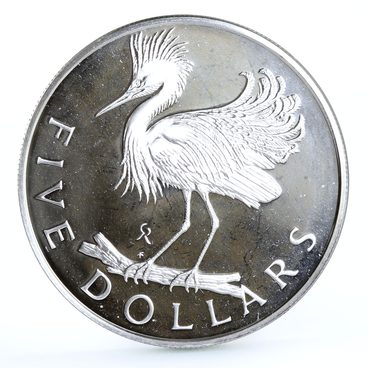 British Virgin Islands 5 dollars Wildlife Snowy Egert Bird Fauna Ag coin 1979