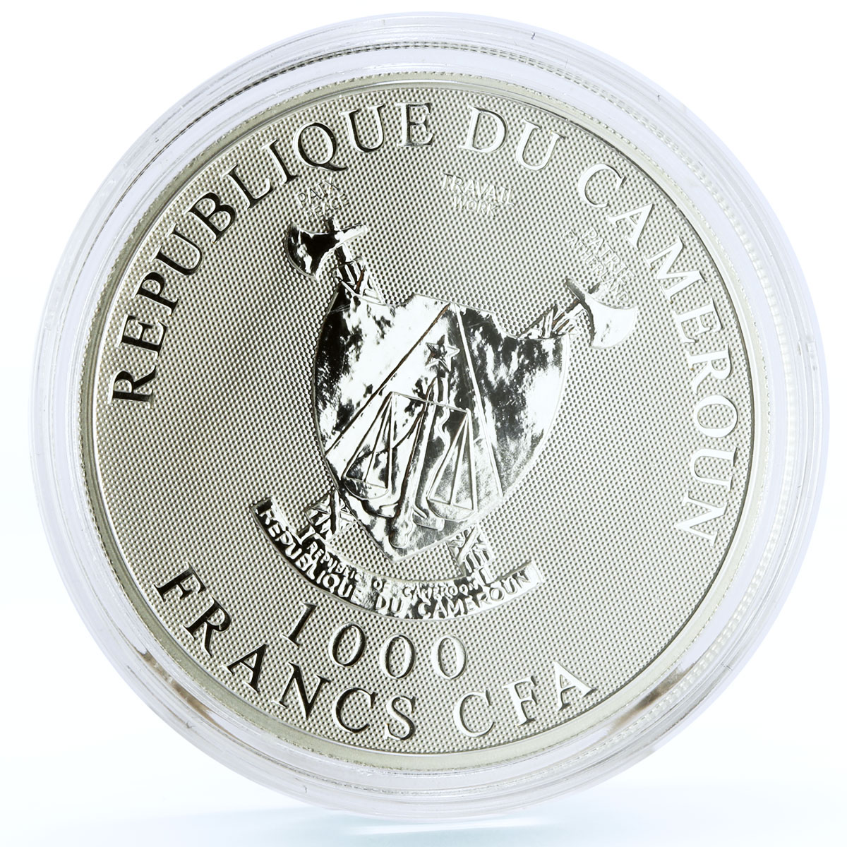 Cameroon 1000 francs Butterflies of Love Rose Flower hologram silver coin 2010