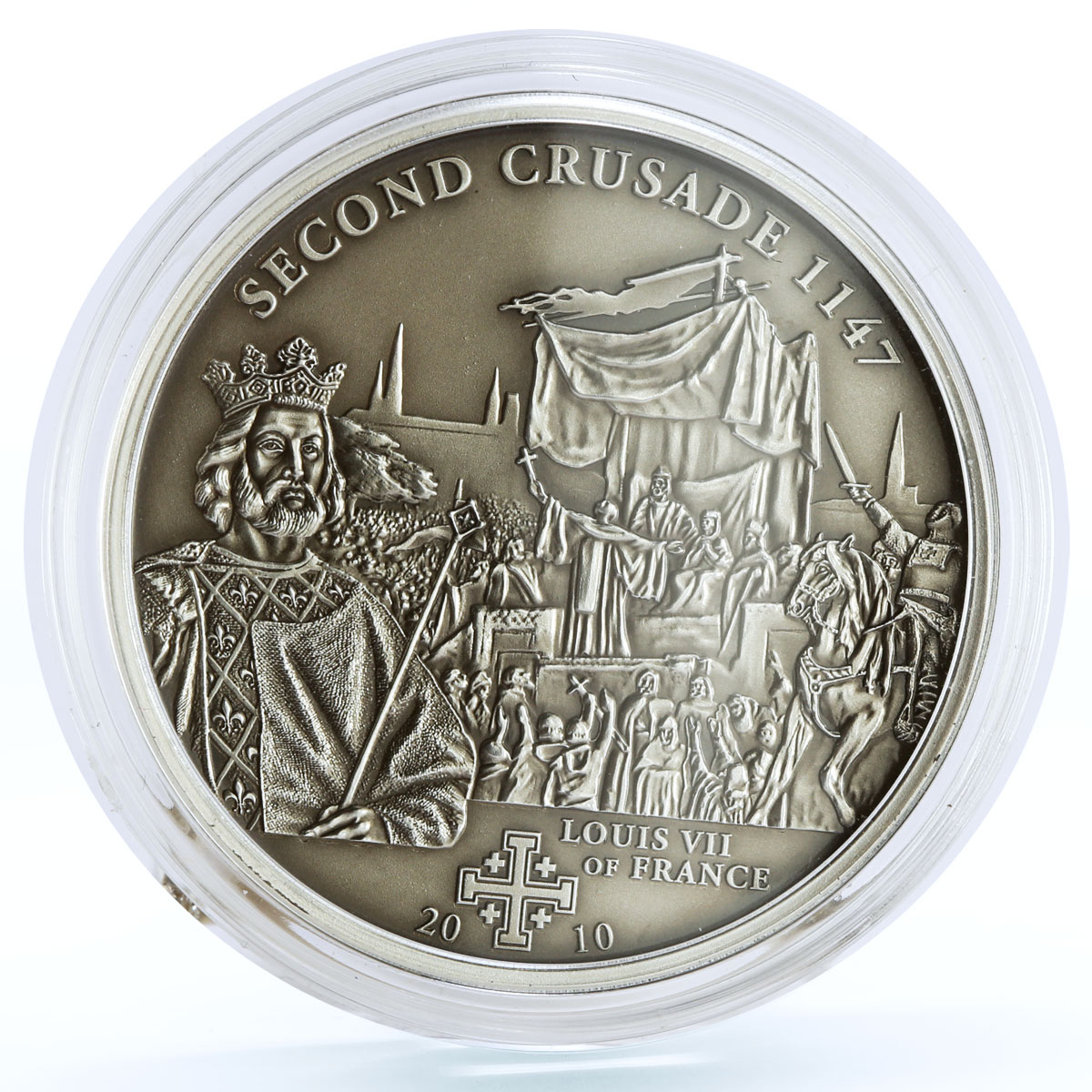 Cook Islands 5 dollars Second Crusade King Louis VII Knights silver coin 2010