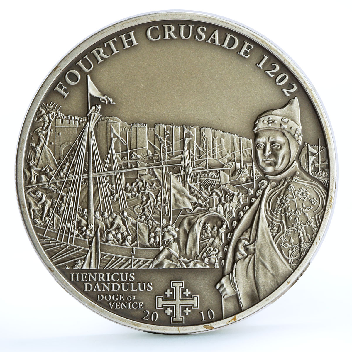 Cook Islands 5 dollars Fourth Crusade Dandolo of Venice Ship silver coin 2010