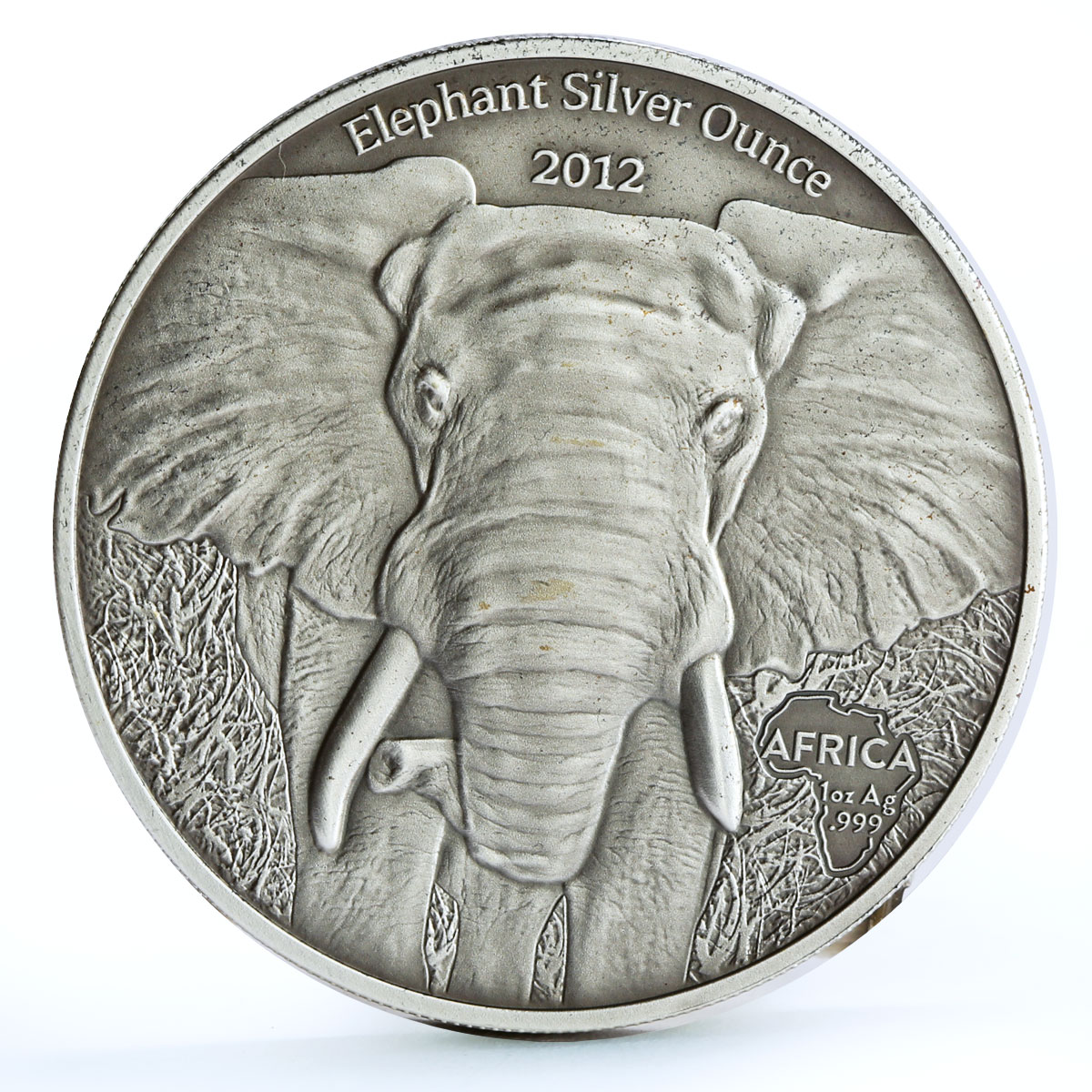 Gabon 1000 francs Endangered Wildlife Elephant Animals Fauna silver coin 2012