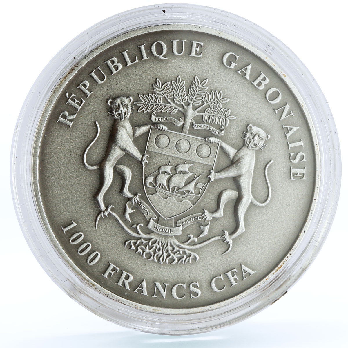 Gabon 1000 francs Endangered Wildlife Elephant Animals Fauna silver coin 2012