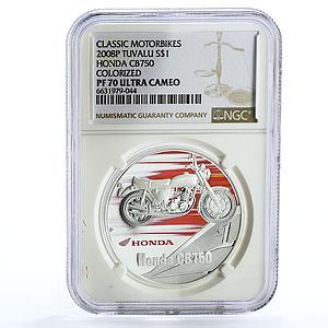 Tuvalu 1 dollar Classic Motorbikes series Honda CB750 PF70 NGC silver coin 2008
