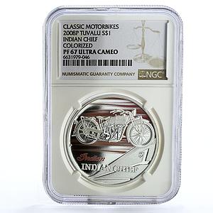 Tuvalu 1 dollar Classic Motorbikes series Indian PF67 NGC silver coin 2008