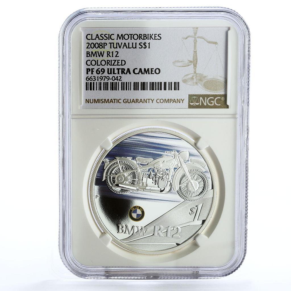 Tuvalu 1 dollar Classic Motorbikes series BMW R12 PF69 NGC silver coin 2008