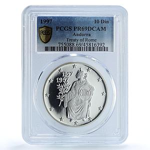 Andorra 10 diners Treaty of Rome EU Conference Woman PR69 PCGS silver coin 1997