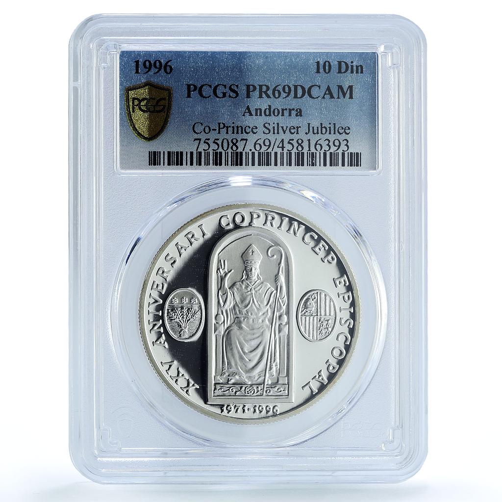 Andorra 10 diners 25 Years Prince Jubilee Bishop PR69 PCGS silver coin 1996 Andorra 10 diners 25 Years Prince Jubilee Bishop PR69 PCGS silver coin 1996