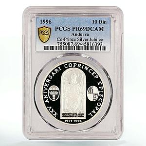 Andorra 10 diners 25 Years Prince Jubilee Bishop PR69 PCGS silver coin 1996