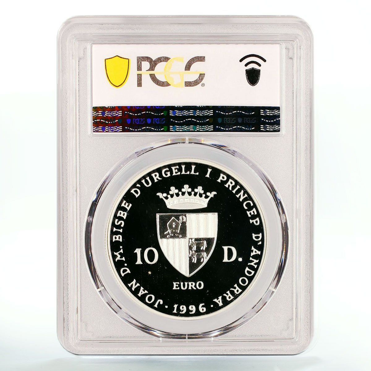 Andorra 10 diners 25 Years Prince Jubilee Bishop PR69 PCGS silver coin 1996