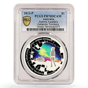 Australia 1 dollars Aurora Australis Antarctic Territory PR70 PCGS Ag coin 2013