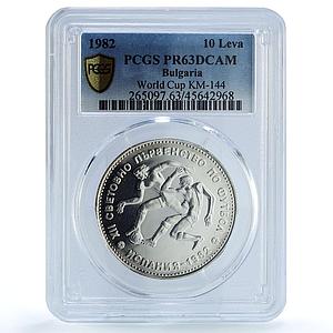 Bulgaria 10 leva Football World Cup in Spain Players PR63 PCGS silver coin 1982