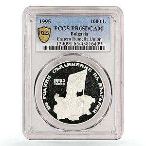 Bulgaria 1000 leva Union with East Rumelia Woman PR65 PCGS silver coin 1995