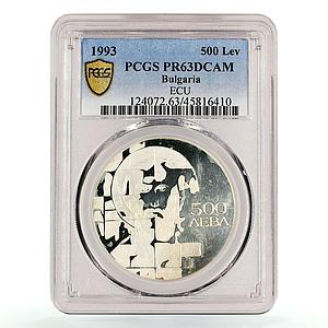 Bulgaria 500 leva European Community St.Theodor Stratilat PR63 PCGS silver 1993