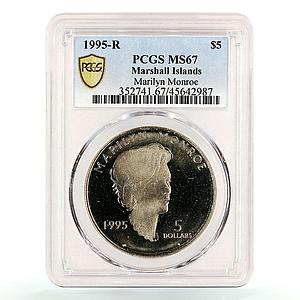 Marshall Islands 5 dollars Actress Singer Marilyn Monroe MS67 PCGS Ni coin 1995