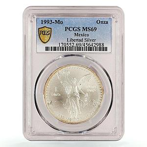 Mexico 1 onza Libertad Angel of Independence MS69 PCGS silver coin 1993