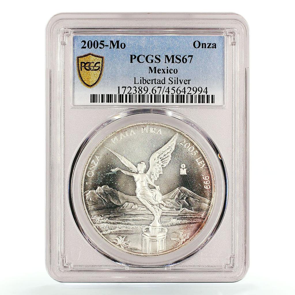 Mexico 1 onza Libertad Angel of Independence MS67 PCGS silver coin 2005