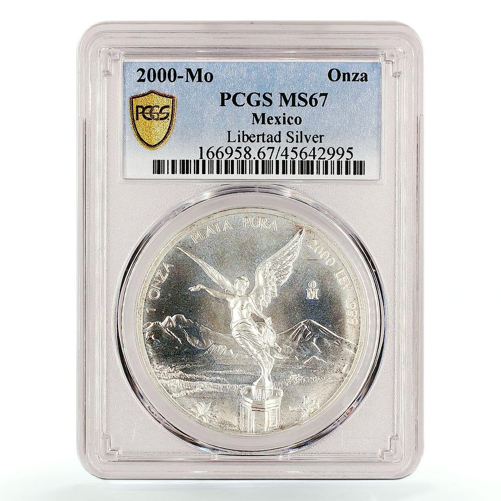 Mexico 1 onza Libertad Angel of Independence MS67 PCGS silver coin 2000