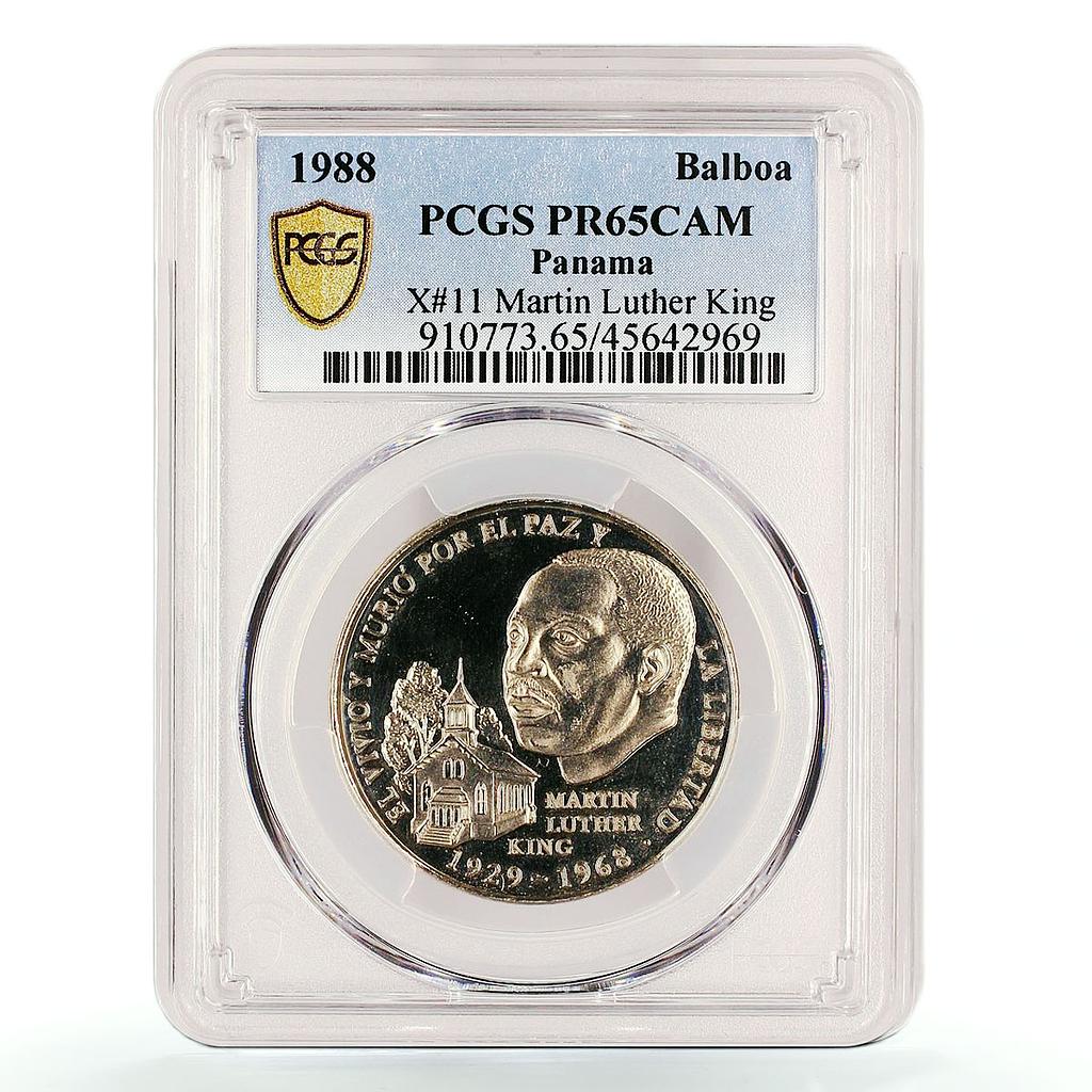 Panama 1 balboa Martin Luther King Freedom Church PR65 PCGS CuNi coin 1988