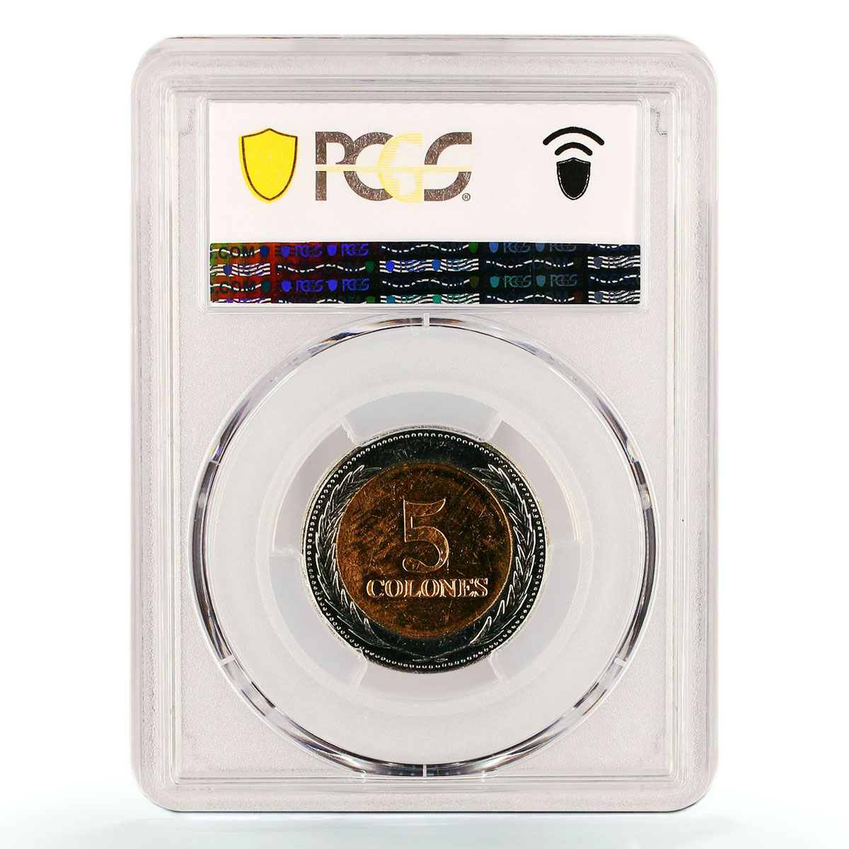 Salvador 5 colones Columbus Sailing Ships Continent MS63 PCGS NiBronze coin 1997