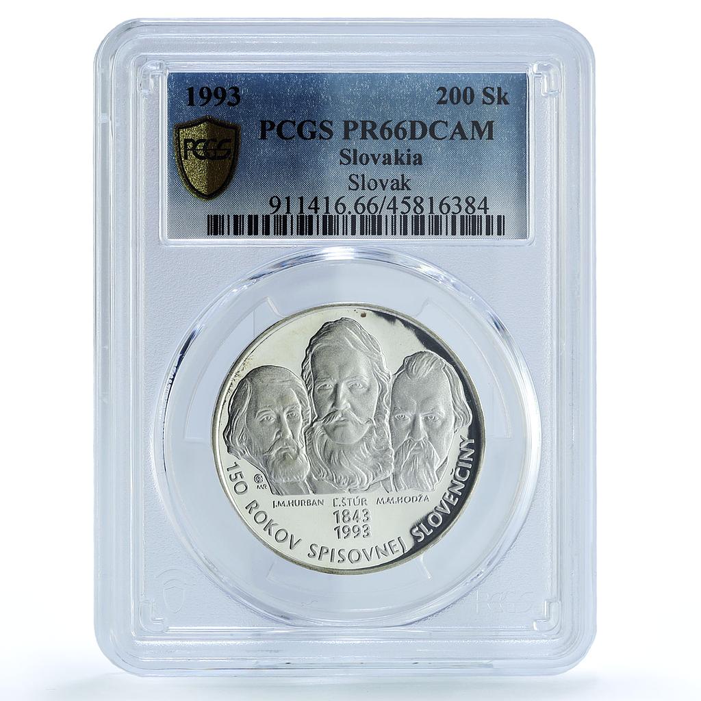 Slovakia 200 korun Slovak Language Politics Writers PR66 PCGS silver coin 1993 Slovakia 200 korun Slovak Language Politics Writers PR66 PCGS silver coin 1993