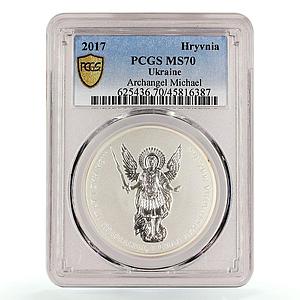 Ukraine 1 hryvnia Faith series Archangel Michael MS70 PCGS silver coin 2017