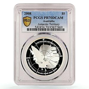 Australia 5 dollars Antarctic Territory Skua Bird Fauna PR70 PCGS Ag coin 2008