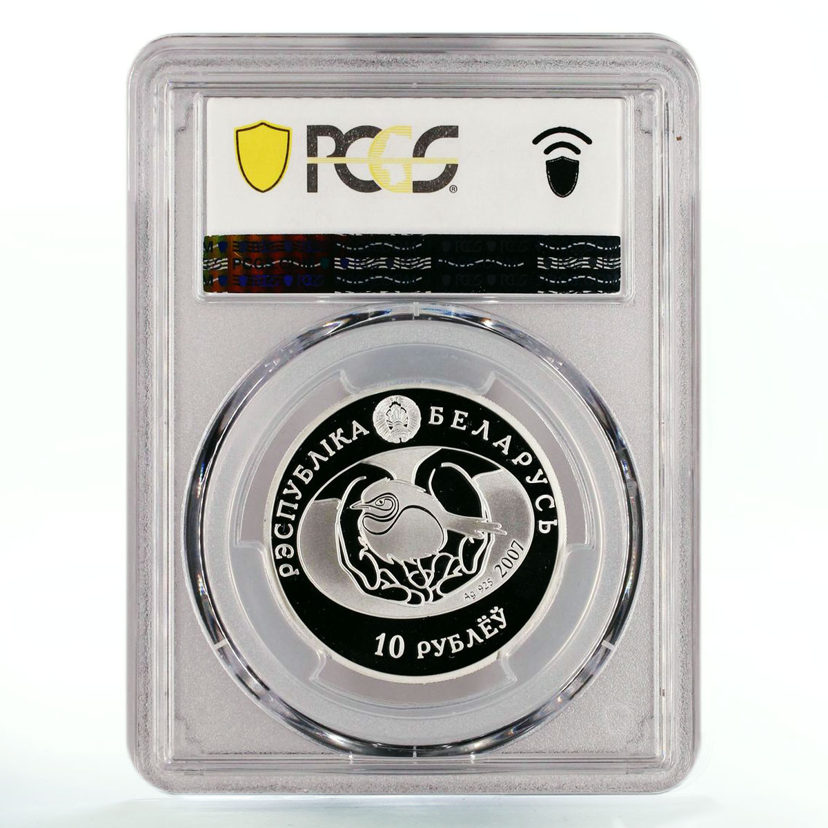 Belarus 10 rubles Conservation Thrush Nightingale Bird PR70 PCGS Ag coin 2007