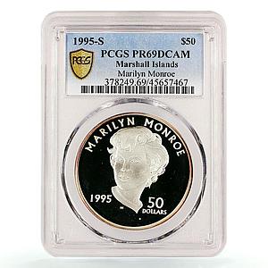 Marshall Islands 50 dollars Actress Singer Marilyn Monroe PR69 PCGS Ag coin 1995