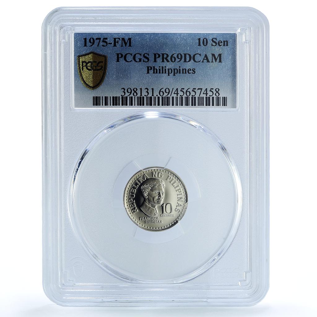 Philippines 10 sentimos Poet Francisco Baltasar PR69 PCGS CuNi coin 1975 Philippines 10 sentimos Poet Francisco Baltasar PR69 PCGS CuNi coin 1975