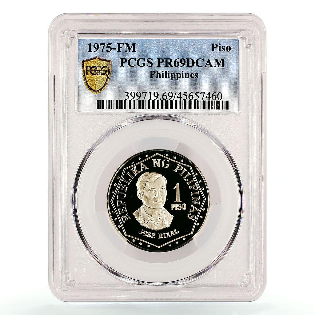 Philippines 1 piso Revolutionary Jose Rizal PR69 PCGS nickel coin 1975