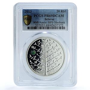 Belarus 20 rubles BPS Sberbank KM-436 Tree Bird PR 69 PCGS silver coin 2013
