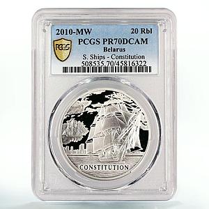 Belarus 20 rubles Constitution Ship Clipper PR70 PCGS hologram silver coin 2010