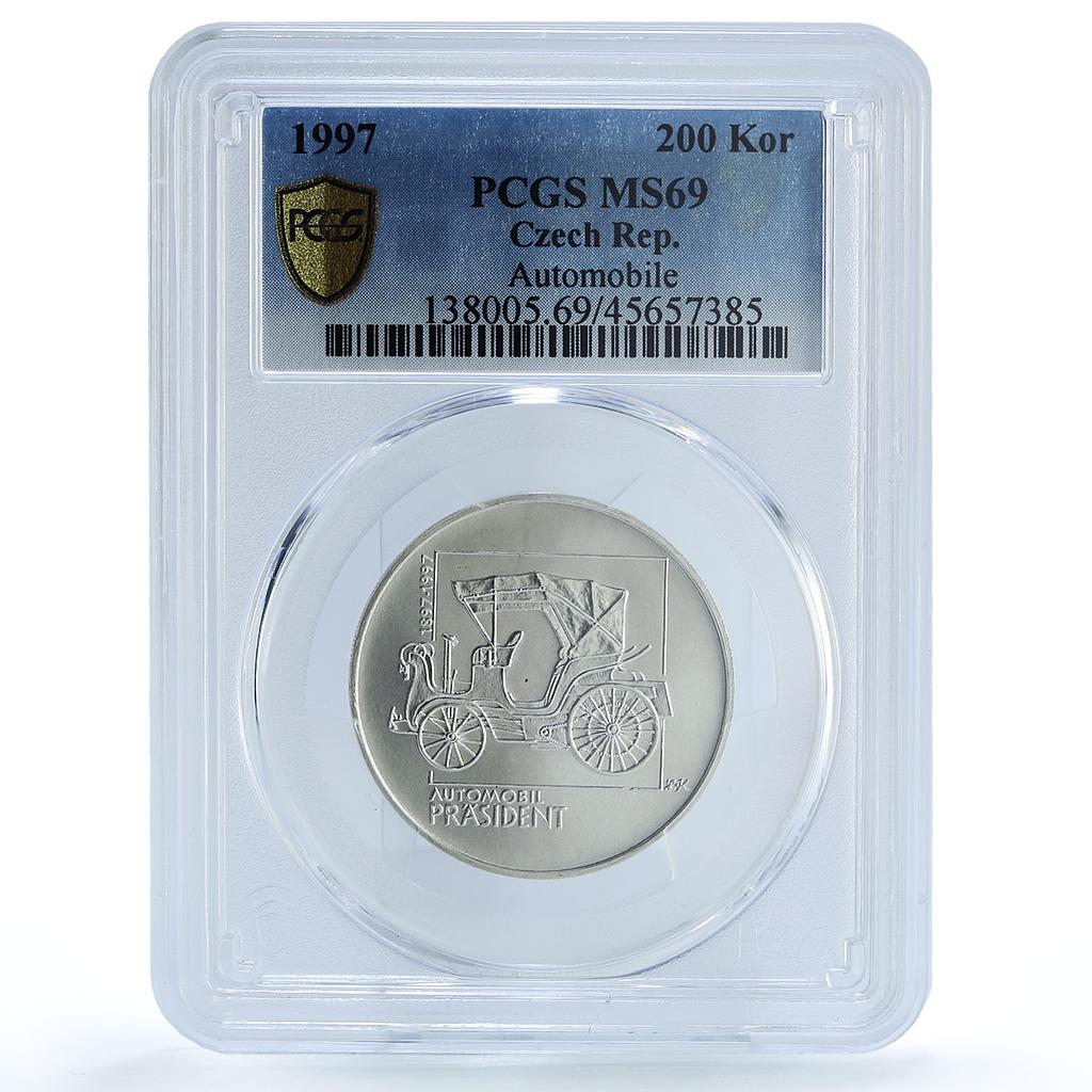 Czech Republic 200 korun Old Car Retro Auto President MS69 PCGS silver coin 1997 Czech Republic 200 korun Old Car Retro Auto President MS69 PCGS silver coin 1997