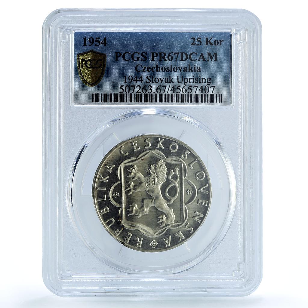 Czechoslovakia 25 korun 10 Years of Slovak Uprising PR67 PCGS silver coin 1954 Czechoslovakia 25 korun 10 Years of Slovak Uprising PR67 PCGS silver coin 1954