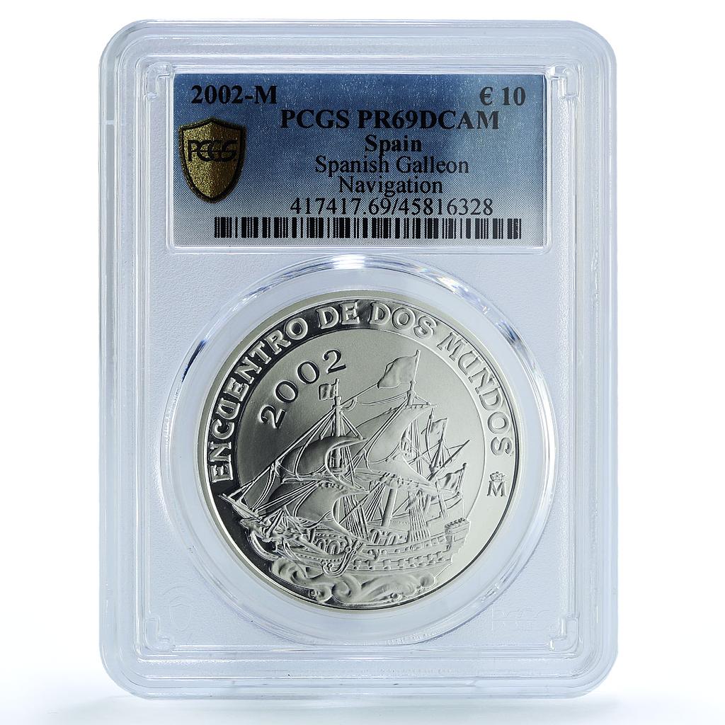 Spain 10 euro Galleon Ship Clipper Navigation PR69 PCGS silver coin 2002 Spain 10 euro Galleon Ship Clipper Navigation PR69 PCGS silver coin 2002