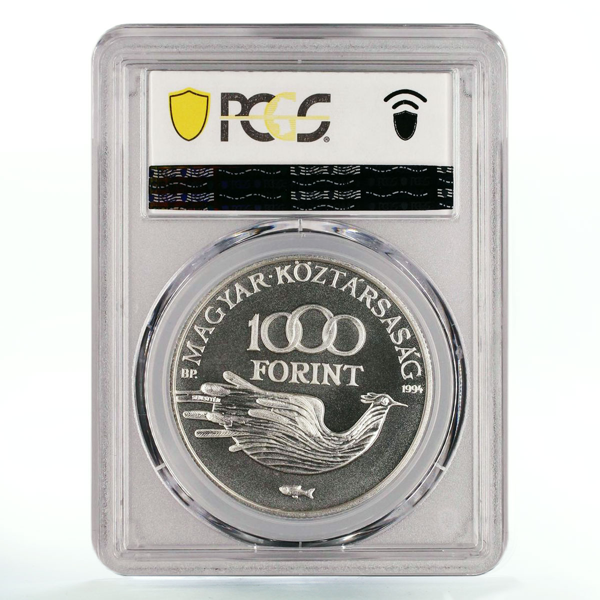 Hungary 1000 forint Protect Our World Fragile Bird Map MS69 PCGS Ag coin 1994