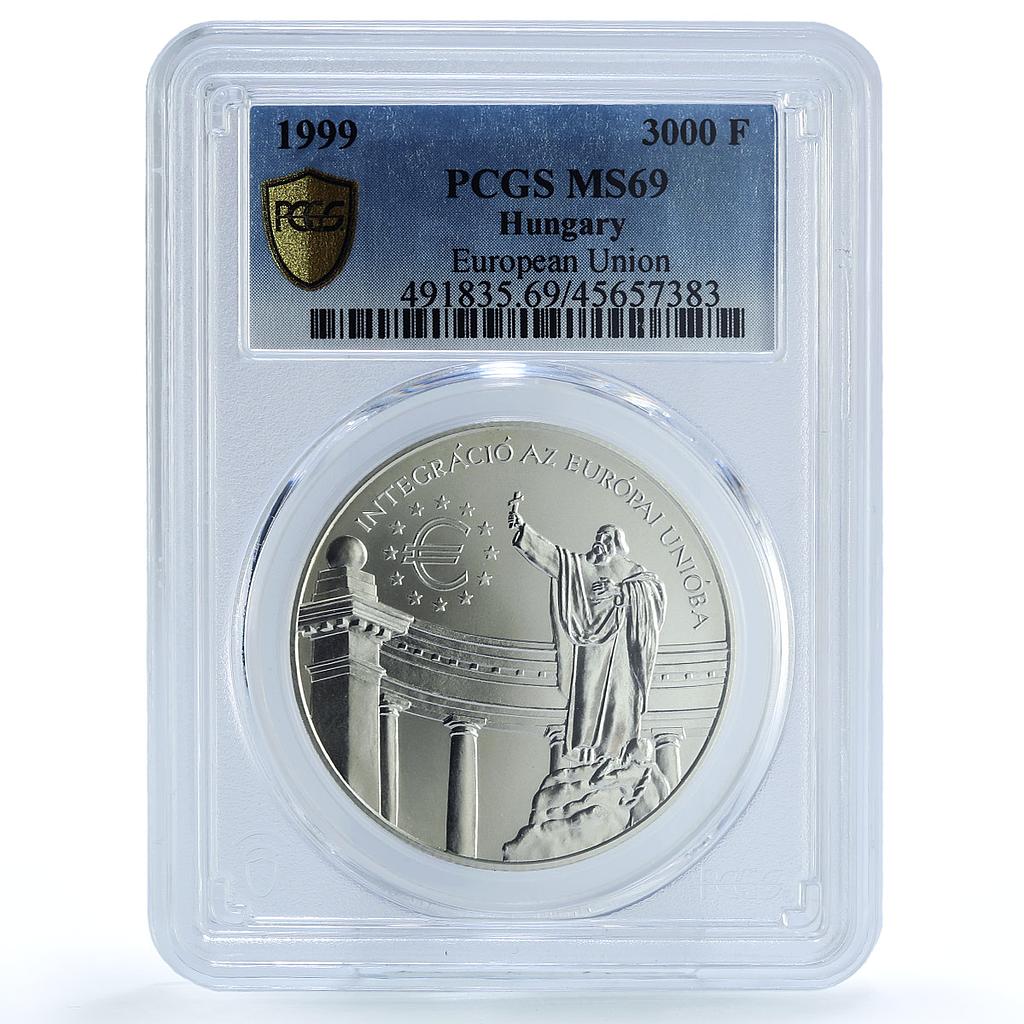 Hungary 3000 forint European Union St Gellert Statue MS69 PCGS silver coin 1999 Hungary 3000 forint European Union St Gellert Statue MS69 PCGS silver coin 1999