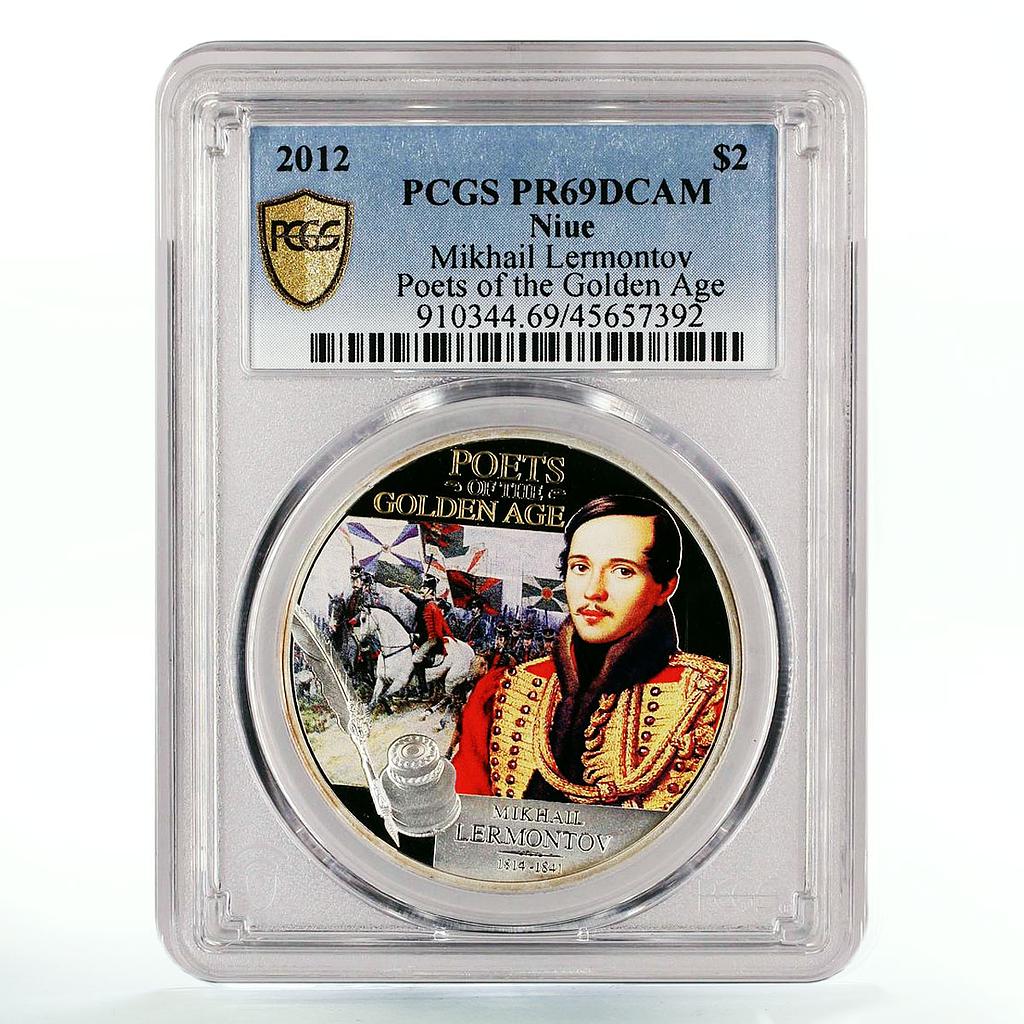 Niue 2 dollars Golden Age Poets Mikhail Lermontov PR69 PCGS silver coin 2012