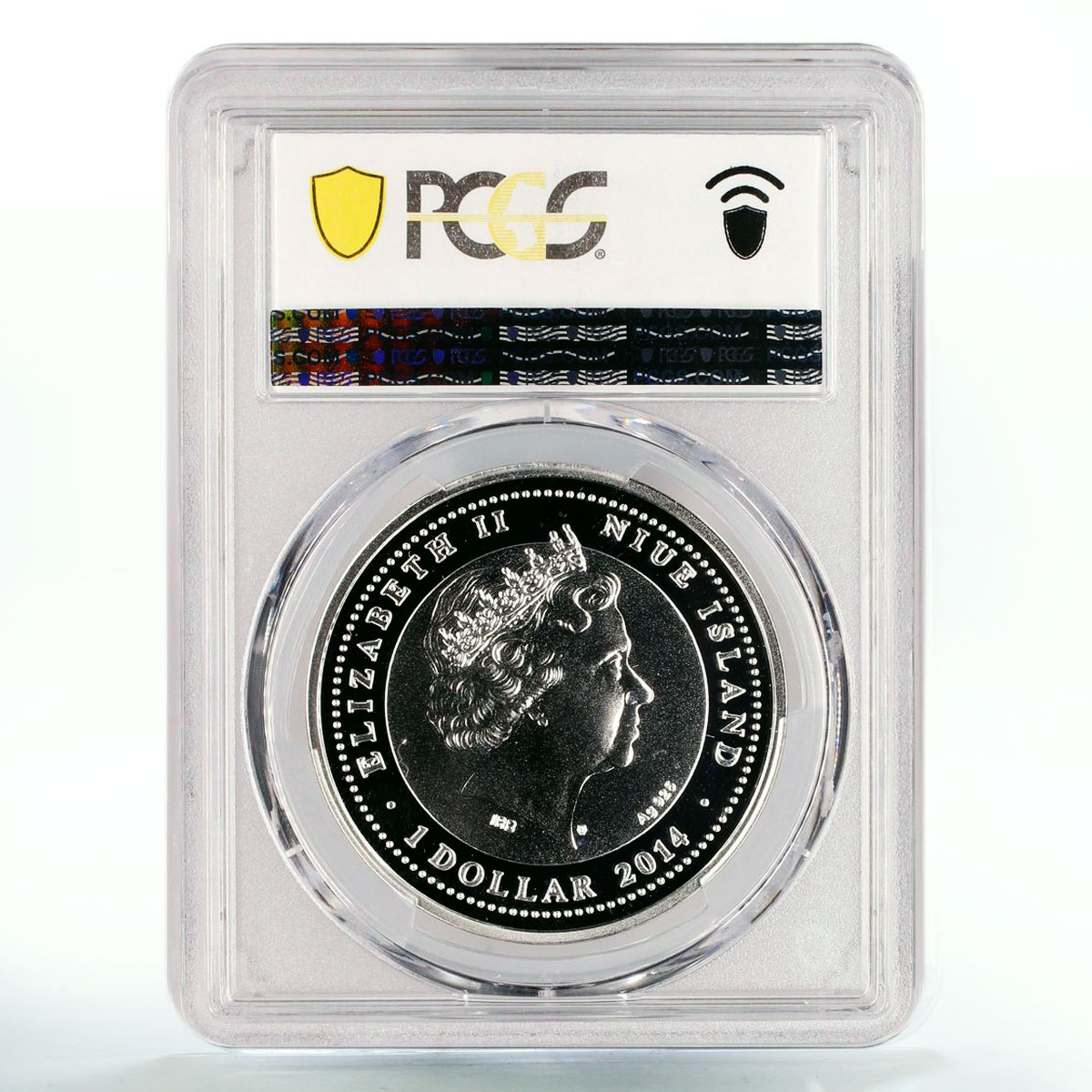 Niue 1 dollar Lunar Year of the Horse Horseshoe PR68 PCGS gilded Ag coin 2014