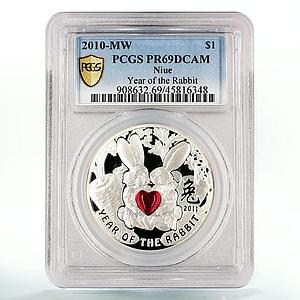 Niue 1 dollar Year of the Rabbit Romeo Juliet Love PR69 PCGS silver coin 2010