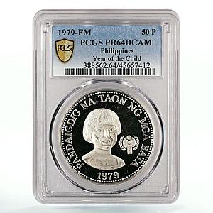 Philippines 50 piso International Year of the Child PR64 PCGS silver coin 1979