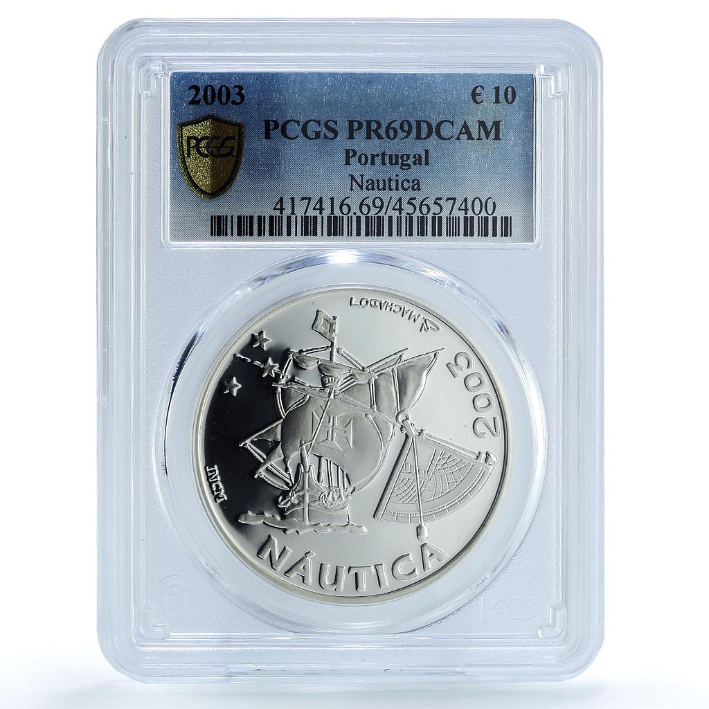 Portugal 10 euro Ship Clipper Nautica Navigator Seafaring PR69 PCGS Ag coin 2003 Portugal 10 euro Ship Clipper Nautica Navigator Seafaring PR69 PCGS Ag coin 2003