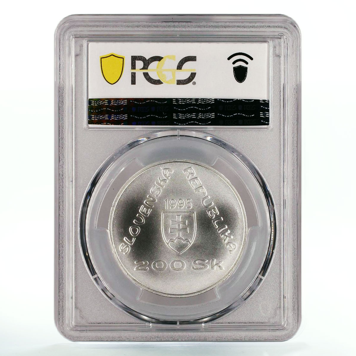 Slovakia 200 korun Bratislava Tram Trains Railroads MS70 PCGS silver coin 1995